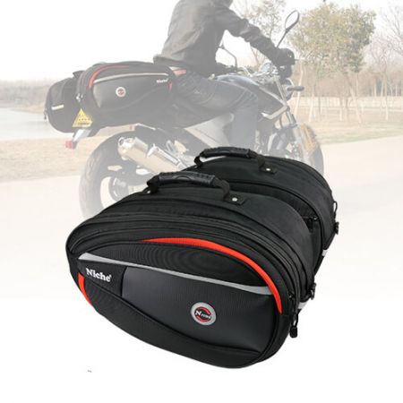 Engros av robuste motorsykkel-sadelvesker - Stor kapasitet utvidbare motorsykkel-sadelvesker med universelt monteringssystem, borrelåsrem, sideveskeholder.